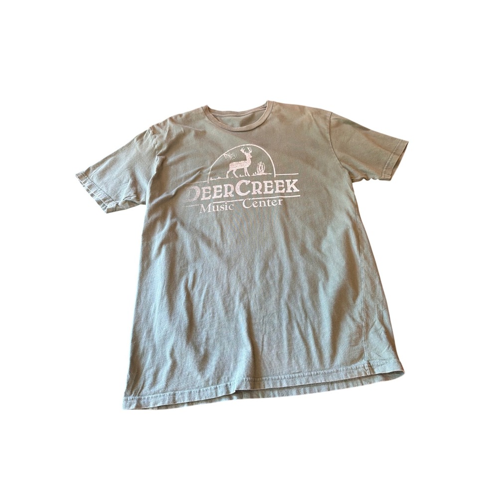 Deer Creek Music Center T-Shirt Sage Green Graphic Buck Vintage Style Tee